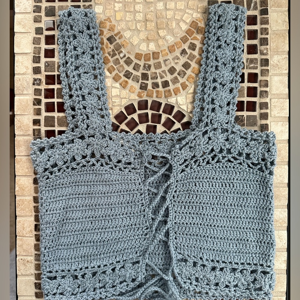Crochet Blue Top - Picture 2 of 2